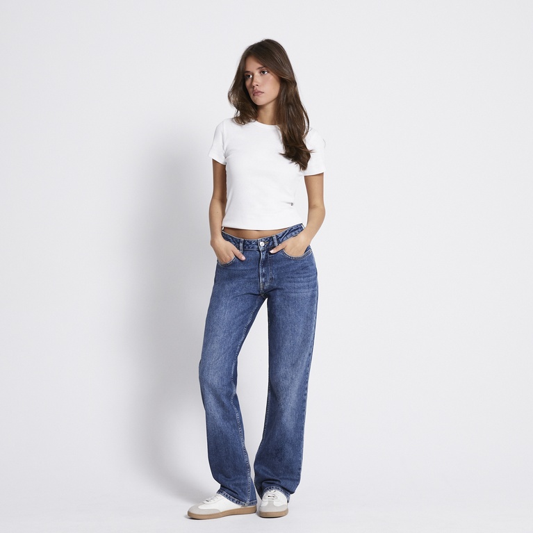 Mid waist straight jeans "Mid West" Mid wash